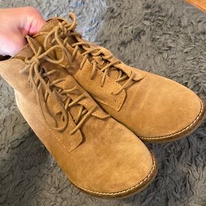 Lucky brand leather wedge boots, size 8.5